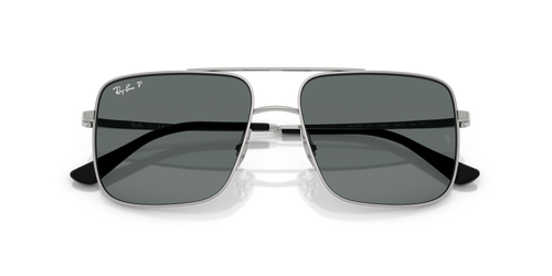 Ray-Ban Ari RB3758 silver square polarized sunglasses, front view