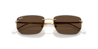Ray-Ban RB3768 gold irregular sunglasses with brown lenses, detail view 1
