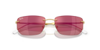 Ray-Ban RB3768 gold irregular sunglasses with red mirror lenses, front view
