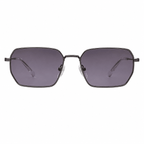 Front view of Calvin Klein Jeans CKJ26209SI sunglasses with a grey metal hexagon frame and black lenses