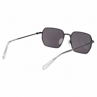 Side view of Calvin Klein Jeans CKJ26209SI sunglasses showing slim grey metal temples and adjustable nose pads