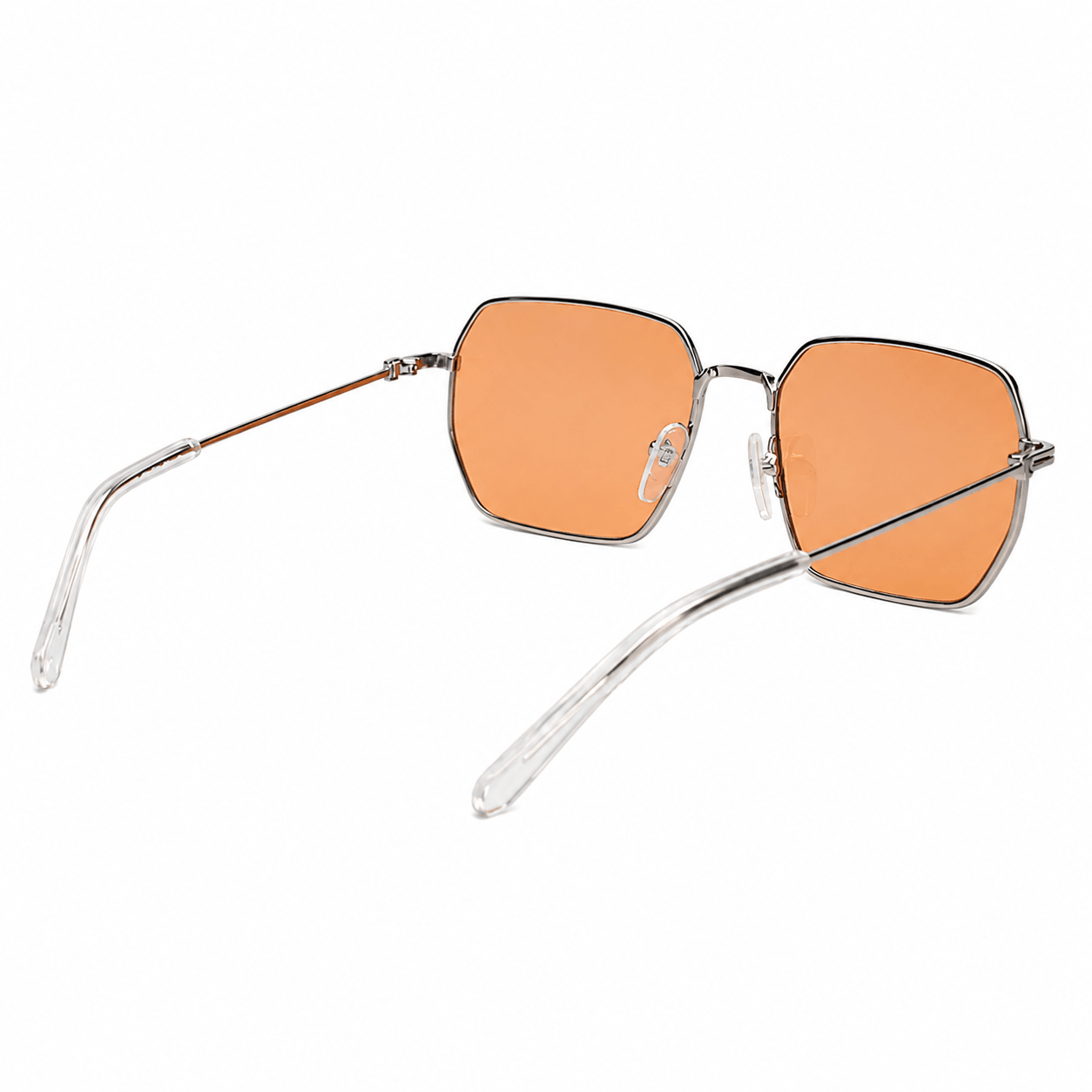 Rear view of Calvin Klein Jeans CKJ26209SI sunglasses showing slim stainless steel temples and adjustable nose pads