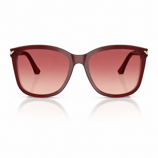 Front view of authentic Emporio Armani EA4060 sunglasses featuring a glossy burgundy full-rim frame with pink-to-red ombre gradient lenses. Available at Vision Optique, Supermart 1, DLF Phase 4, Gurugram.
