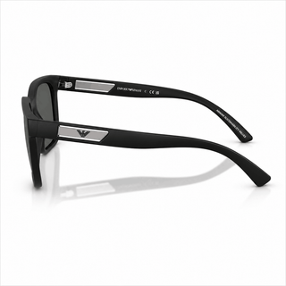 Side profile of Emporio Armani EA4269 sunglasses showcasing the matte black temples with signature Eagle logo and lightweight designer construction. Shop authentic Emporio Armani eyewear at Vision Optique, Gurugram.