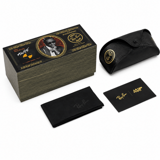 Exclusive Ray-Ban collaboration sunglasses with a modern rectangular design.