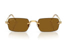 Ray-Ban x A$AP Rocky RB3928 gold rimless sunglasses with brown polarized lenses, side view
