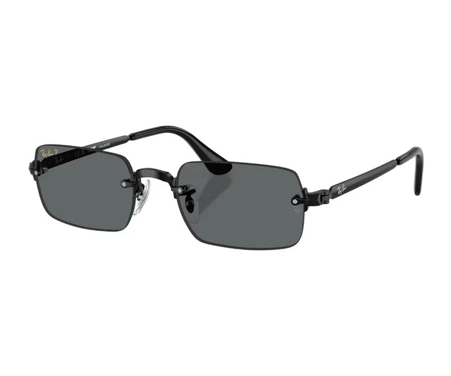 Ray-Ban x A$AP Rocky RB3928 black rimless sunglasses with black polarized lenses, front view