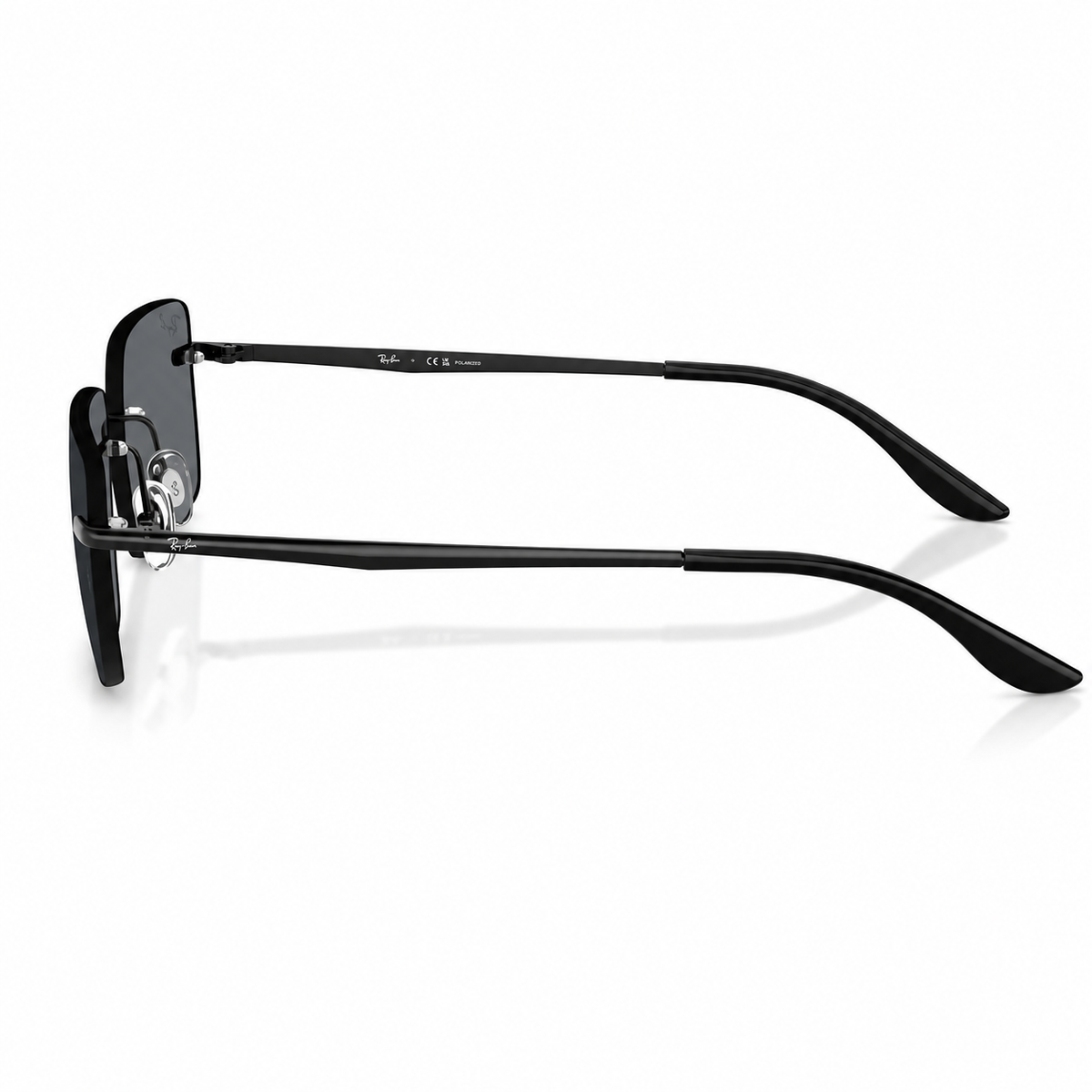 Ray-Ban RB3786I rectangle sunglasses black frame dark grey polarized lenses side view