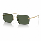 Ray-Ban RB3786I rectangle sunglasses gold frame G-15 green lenses angled view