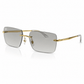 Ray-Ban RB3786I rectangle sunglasses gold frame light grey lenses angled view