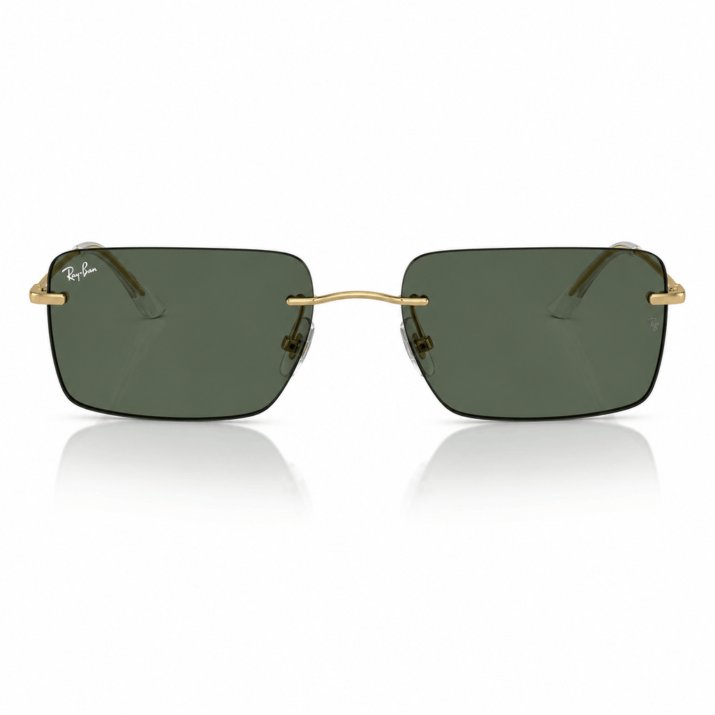 Ray-Ban RB3786I rectangle sunglasses gold frame G-15 green lenses front view
