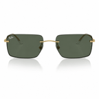 Ray-Ban RB3786I rectangle sunglasses gold frame G-15 green lenses front view