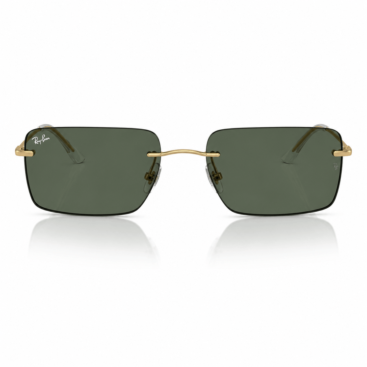 Ray-Ban RB3786I rectangle sunglasses gold frame G-15 green lenses front view