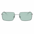 Ray-Ban RB3786I rectangle sunglasses silver frame light blue lenses front view