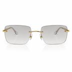 Ray-Ban RB3786I rectangle sunglasses gold frame with light grey lenses front view