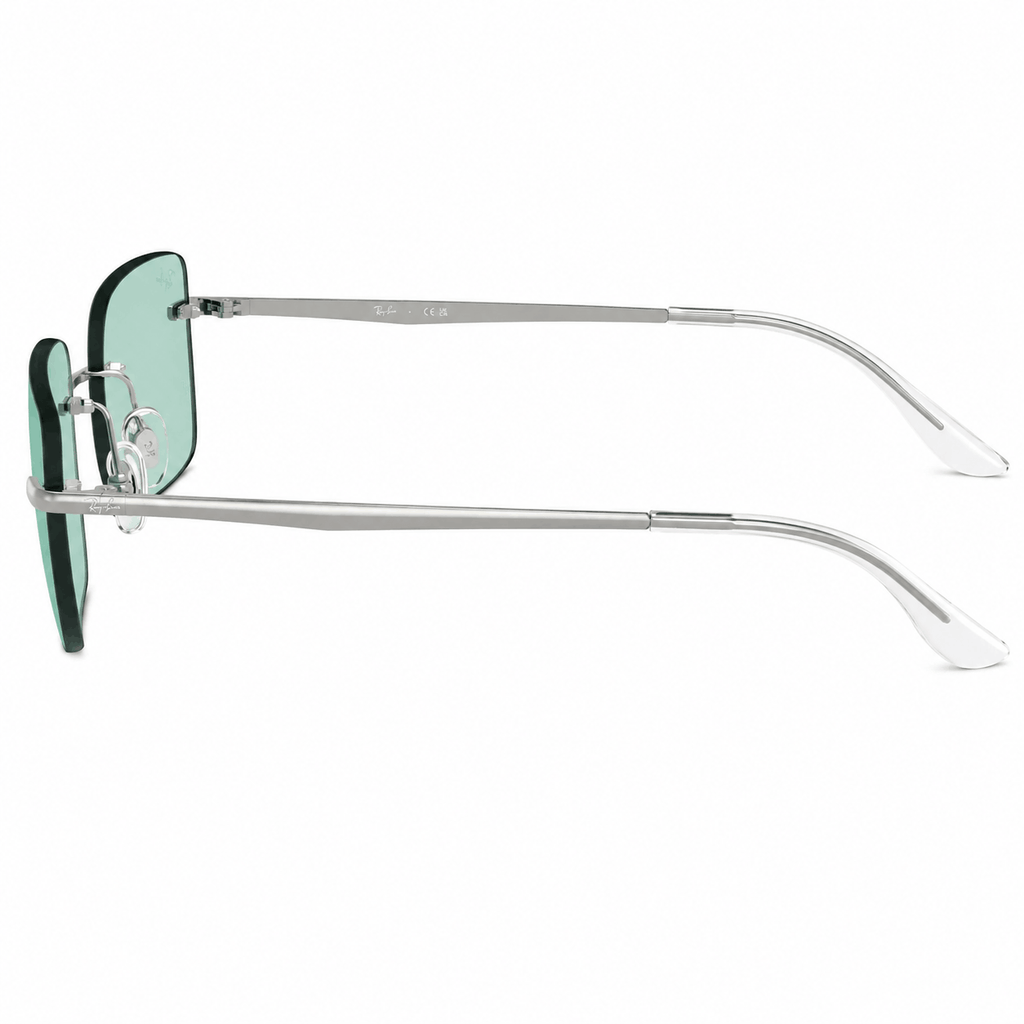 Ray-Ban RB3786I rectangle sunglasses silver frame light blue lenses side view