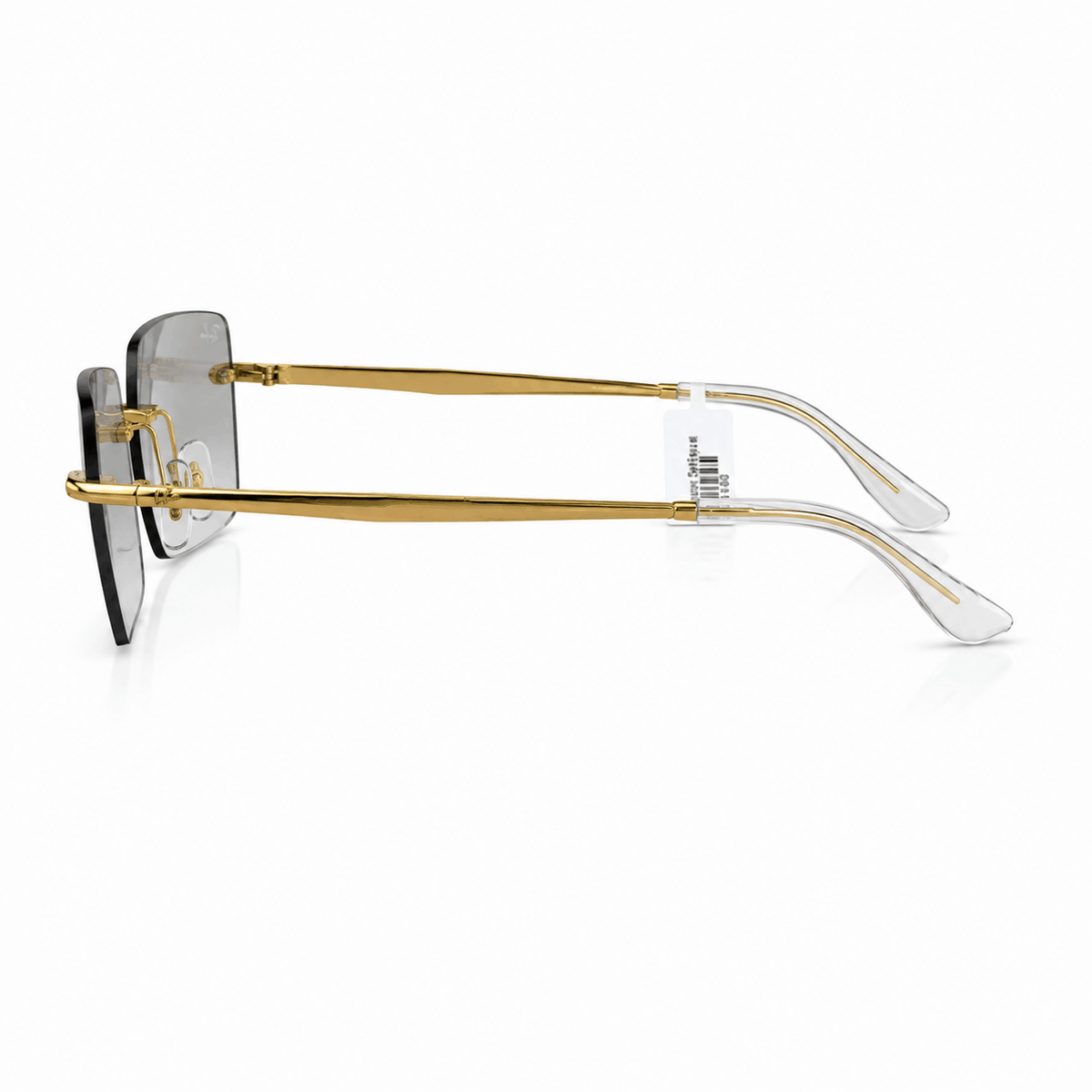 Ray-Ban RB3786I rectangle sunglasses gold metal frame side view light grey