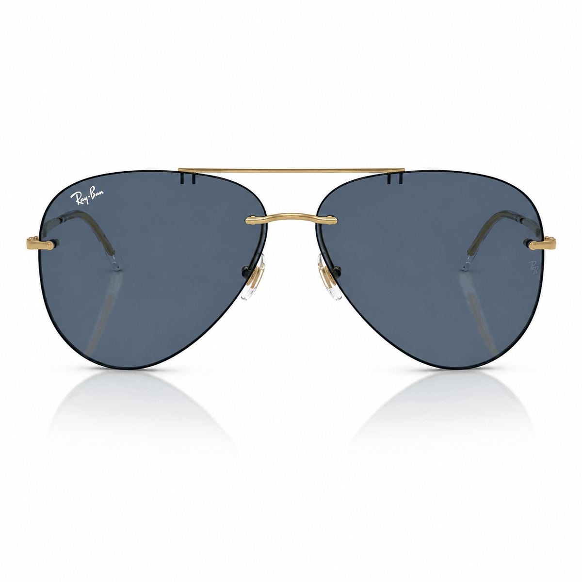 Ray-Ban RB3791 aviator sunglasses with gold frame and dark blue lenses front view