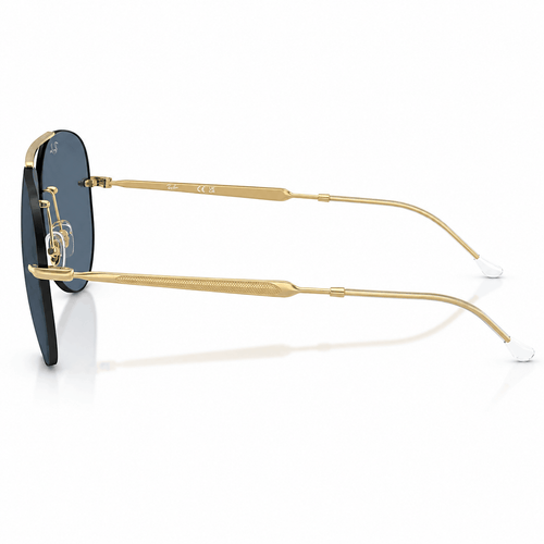 Ray-Ban RB3791 aviator sunglasses gold metal frame and dark blue lenses side view