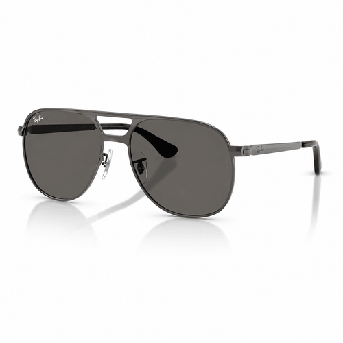 Ray-Ban RB3793 BILL MAX square aviator sunglasses angled view with gunmetal frame and grey lenses