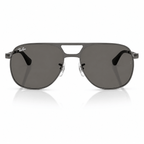 Ray-Ban RB3793 BILL MAX square aviator sunglasses front view with gunmetal frame and grey lenses Front View