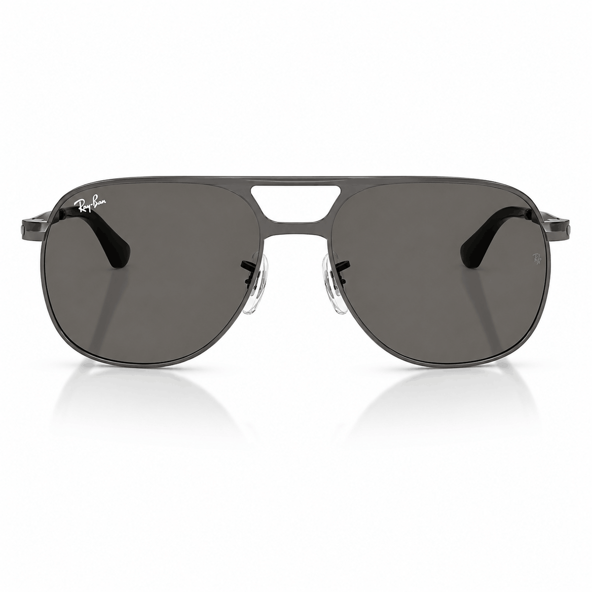 Ray-Ban RB3793 BILL MAX square aviator sunglasses front view with gunmetal frame and grey lenses Front View