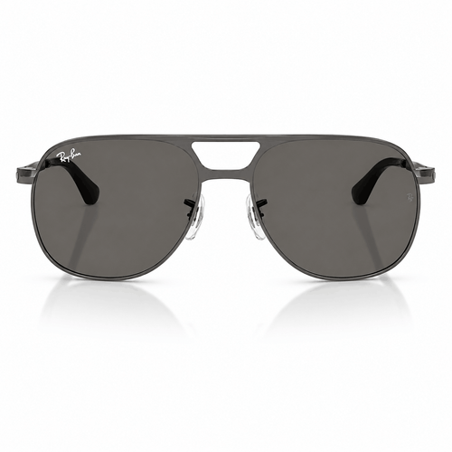 Ray-Ban RB3793 BILL MAX square aviator sunglasses front view with gunmetal frame and grey lenses Front View