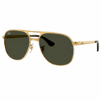 Ray-Ban RB3793 BILL MAX square aviator sunglasses angled view with gold frame and G-15 green lenses Angled View