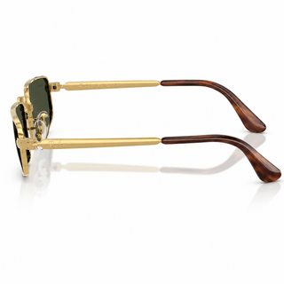 Side profile of Ray-Ban × A$AP Rocky full-frame sunglasses showcasing the premium gold metal temples, signature Ray-Ban branding, Havana temple tips, and lightweight designer construction. Available at Vision Optique, DLF Phase 4, Gurugram.