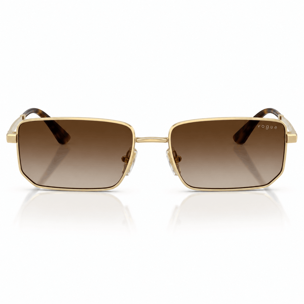 Vogue VO4352S rectangle sunglasses with gold frame and gradient brown lenses front view