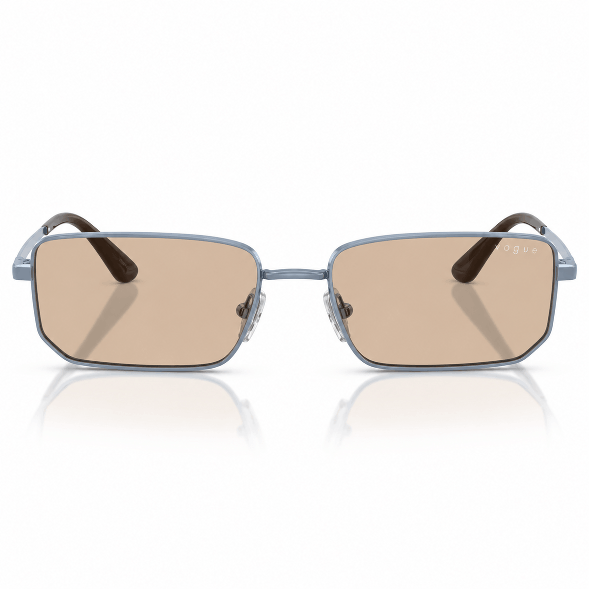 Vogue VO4352S rectangle sunglasses with light blue frame and light brown lenses front view