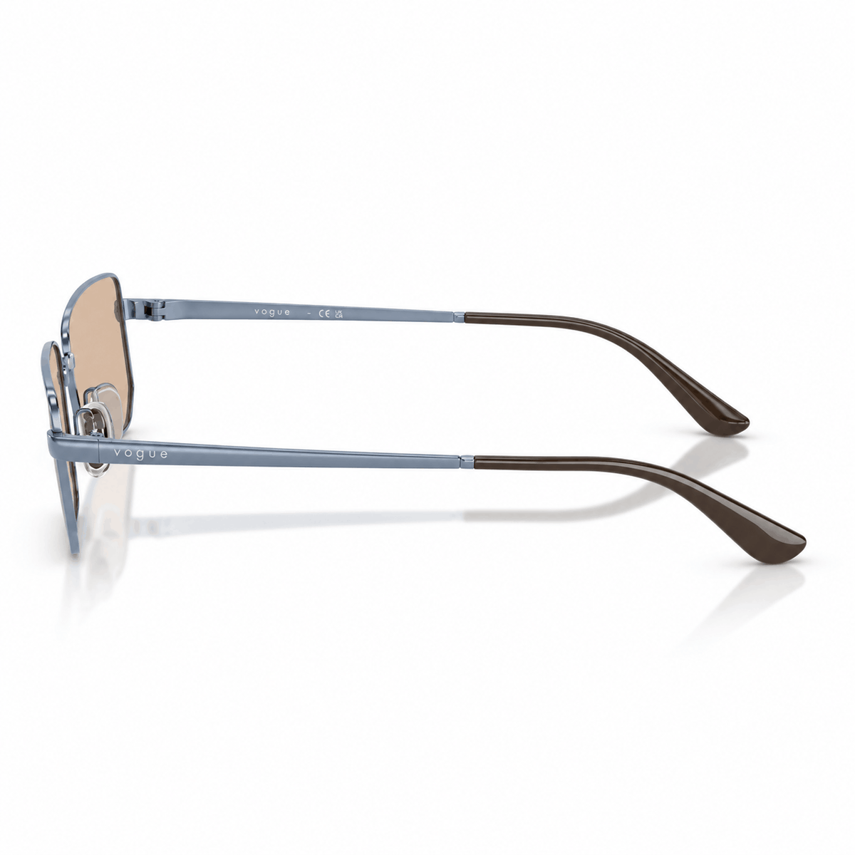 Vogue VO4352S rectangle sunglasses with light blue frame and light brown lenses side view