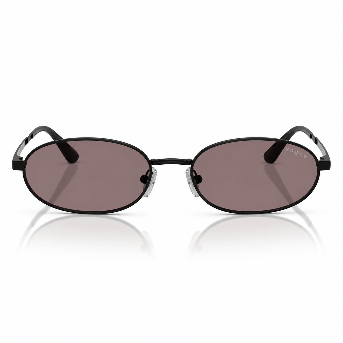 Vogue VO4353S oval sunglasses with black frame and dark purple lenses front view