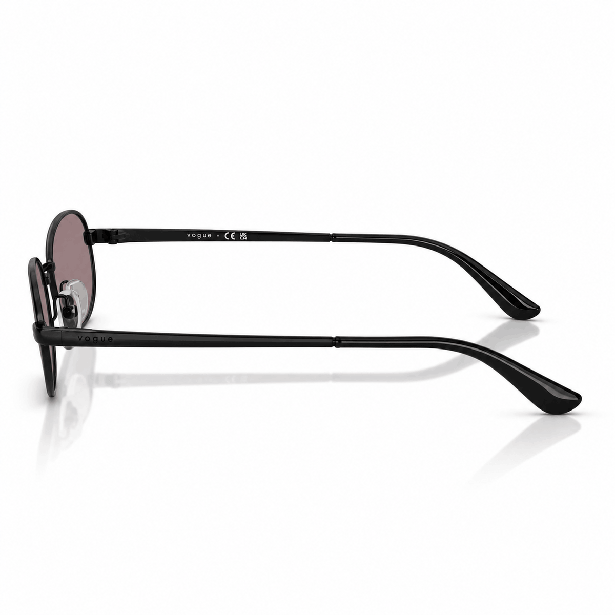 Vogue VO4353S oval sunglasses black frame dark purple lenses side view