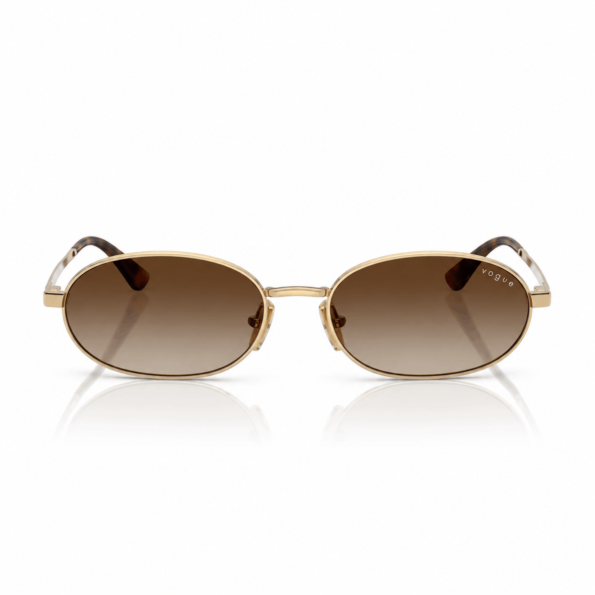 Vogue VO4353S oval sunglasses with gold frame and gradient brown lenses front view
