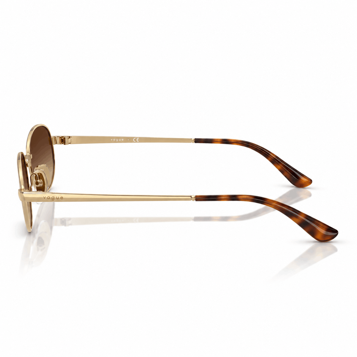 Vogue VO4353S oval sunglasses gold frame with gradient brown lenses side view