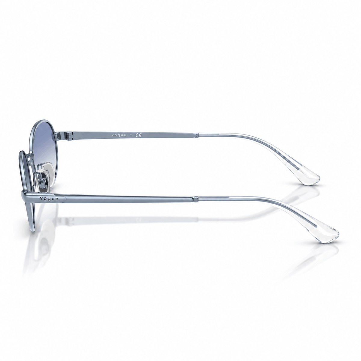Vogue VO4353S oval sunglasses light blue frame with gradient light blue lenses side view