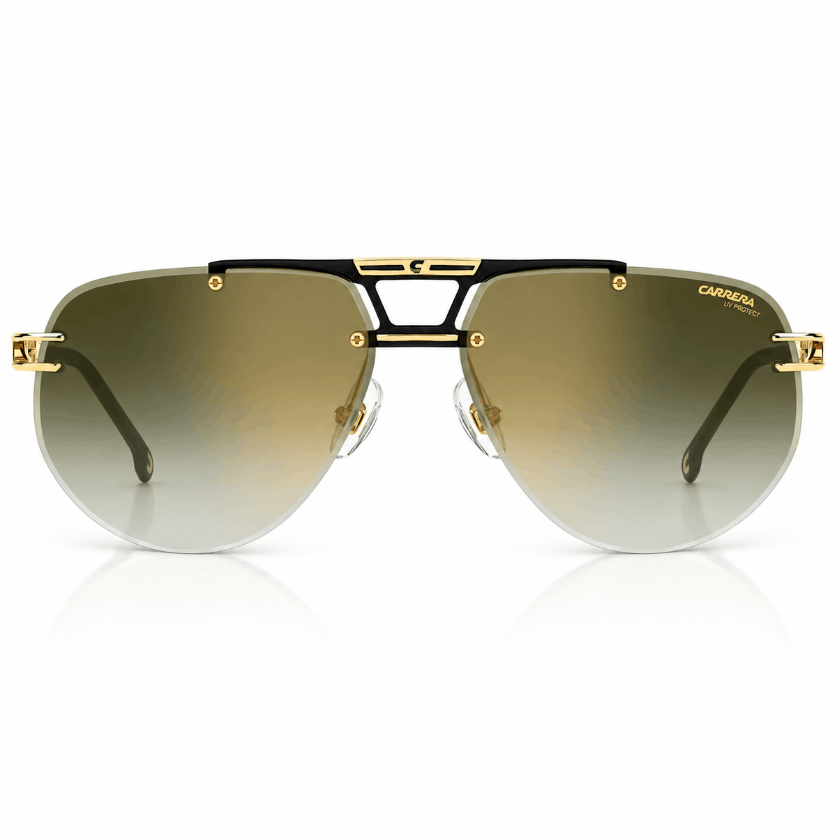 Carrera 1087/S aviator sunglasses with gold and matte black frame and green gradient lenses