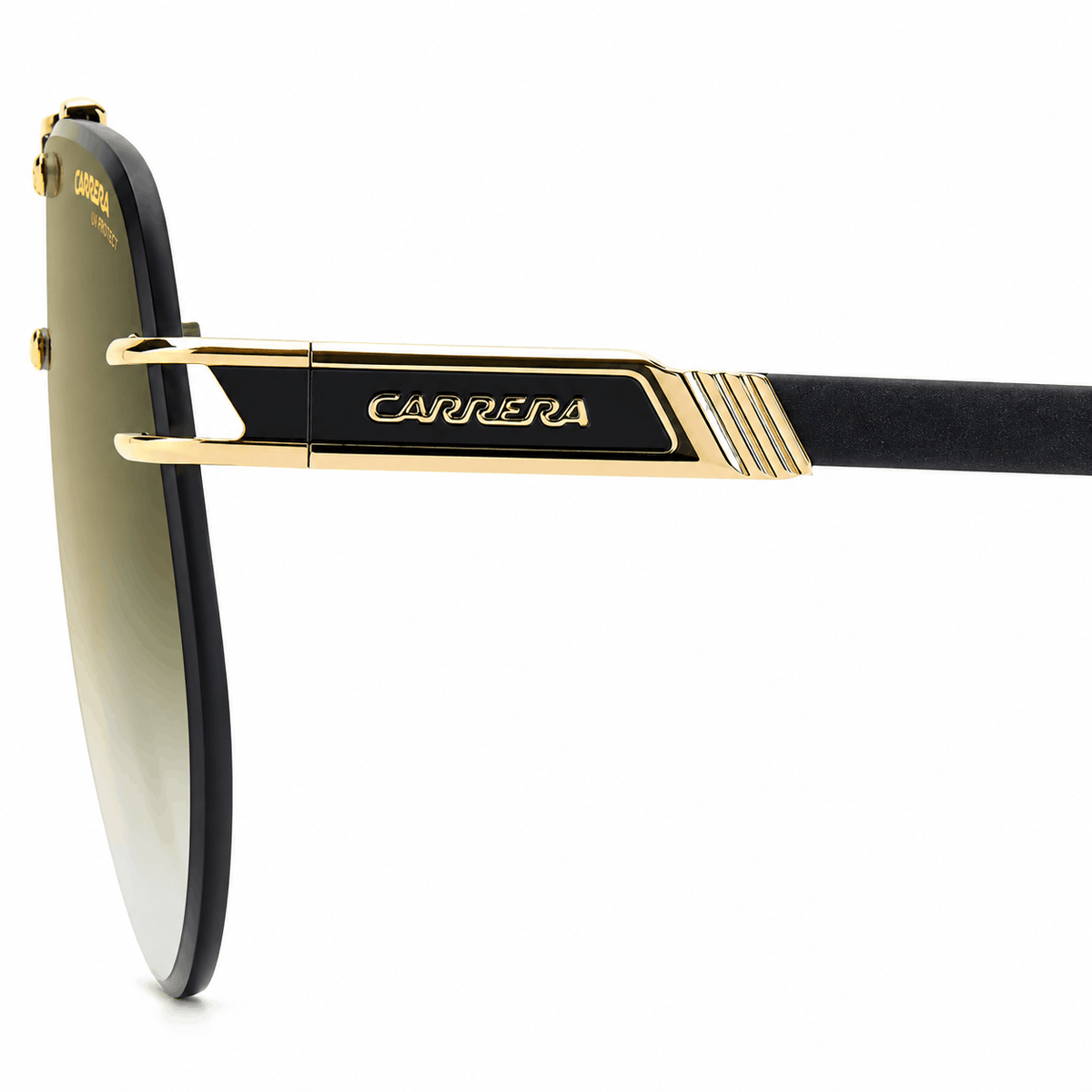 Carrera 1087/S aviator sunglasses side view showing premium metal temples and gradient lenses