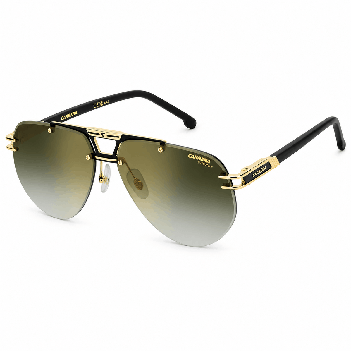 Carrera 1087/S aviator sunglasses three-quarter view with double bridge and gradient lenses