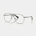 Three-quarter perspective view of Ray-Ban Bill Max RB3793V square aviator frames in gunmetal with clear demo