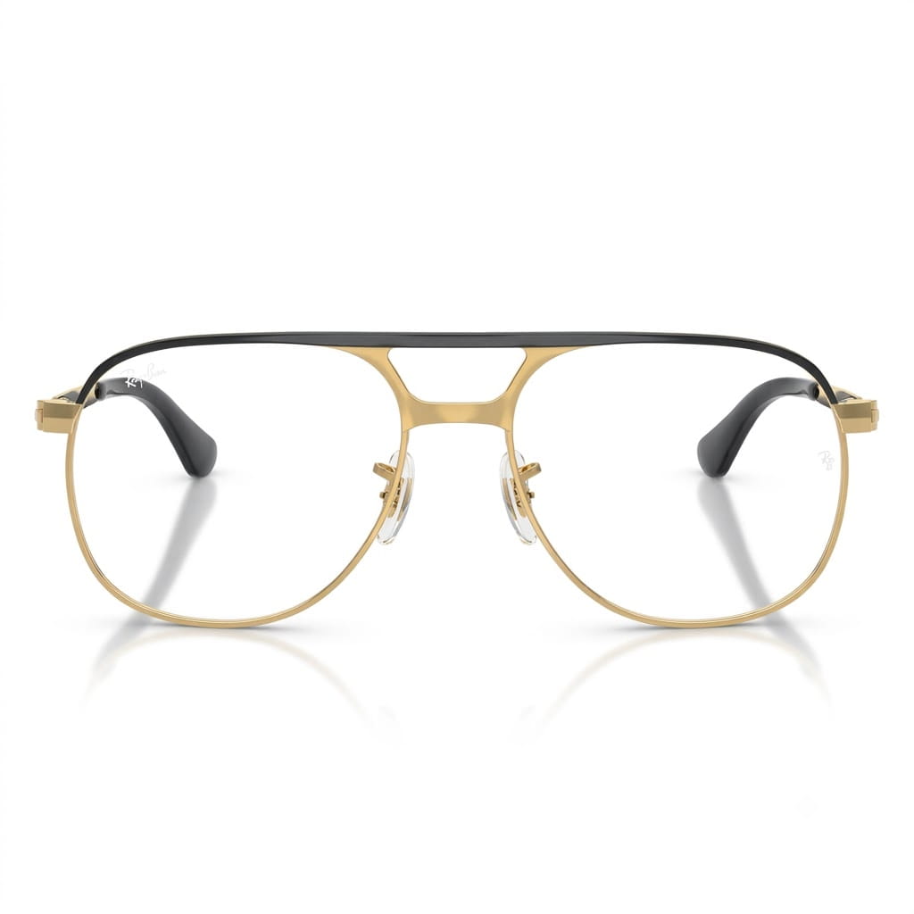 Direct front view of Ray-Ban Bill Max RB3793V eyeglasses showing square aviator eye wire, double bridge, and clear demo lenses
