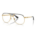 Three-quarter perspective view of Ray-Ban Bill Max RB3793V navigator eyeglasses in polished gold metal with matte black top brow bar