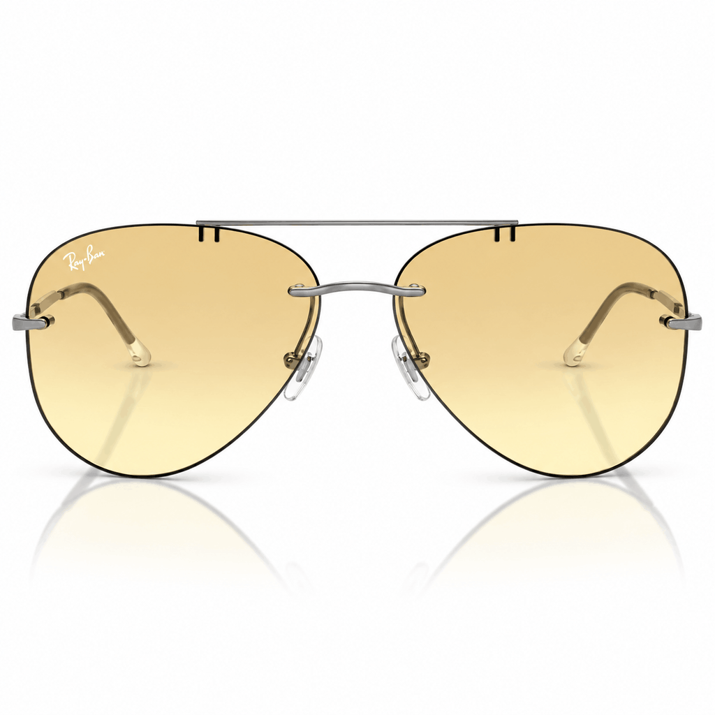 Ray-Ban RB3791 Aviator sunglasses with gunmetal frame and yellow gradient lenses front view