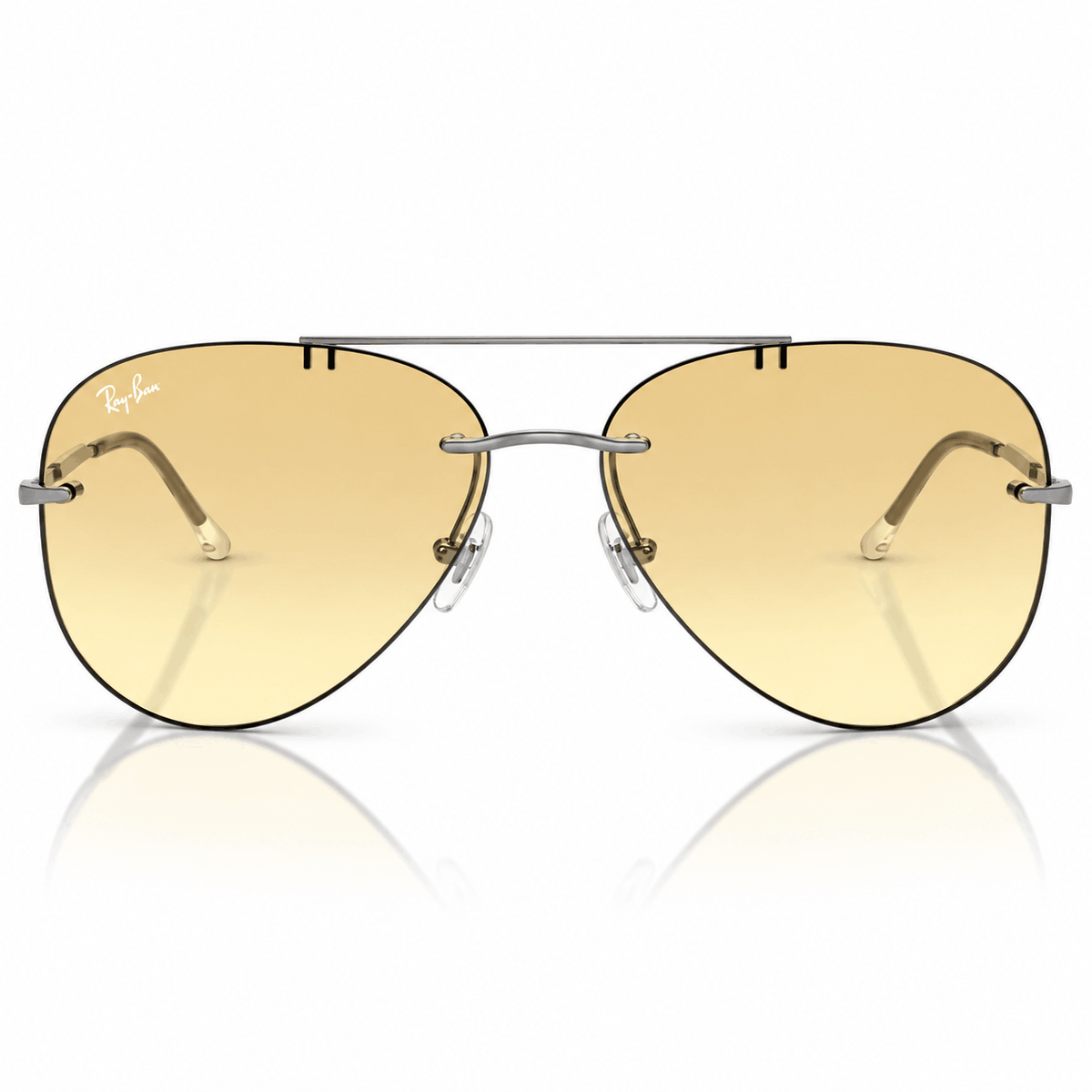 Ray-Ban RB3791 Aviator sunglasses with gunmetal frame and yellow gradient lenses front view