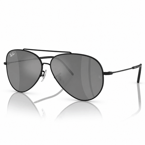 Ray-Ban Reverse RBR0101S Aviator Sunglasses black frame with black silver lenses three quarter view