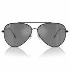 Ray-Ban Reverse RBR0101S Aviator Sunglasses black frame with black silver lenses front view