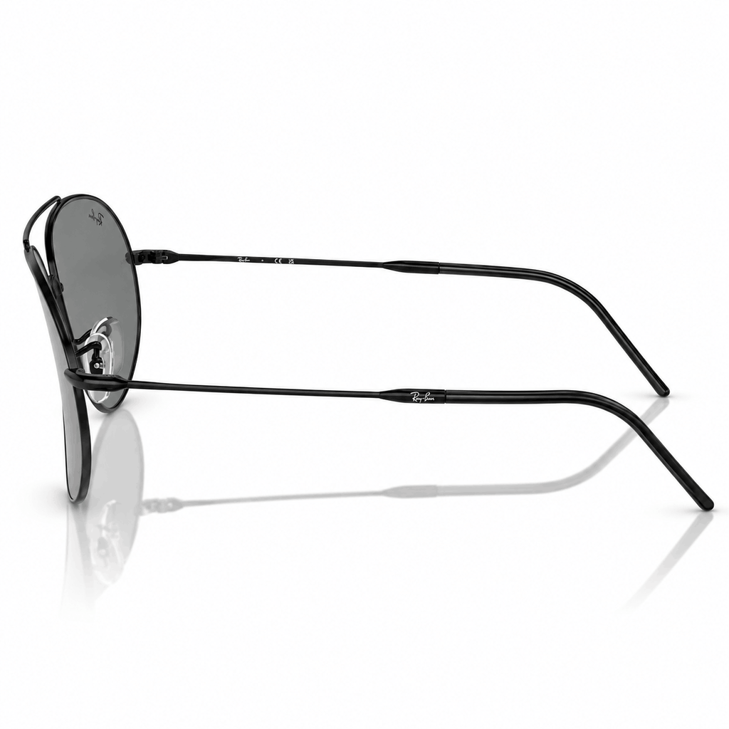Ray-Ban Reverse RBR0101S Aviator Sunglasses black frame with black silver lenses side view