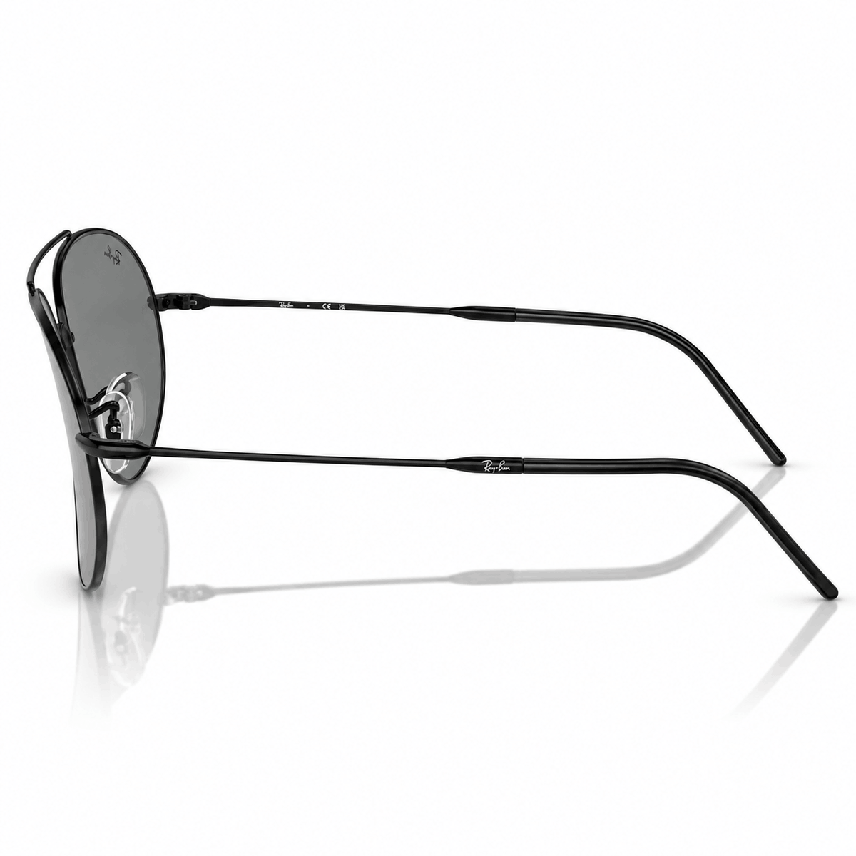 Ray-Ban Reverse RBR0101S Aviator Sunglasses black frame with black silver lenses side view