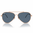 Ray-Ban Reverse RBR0101S Aviator Sunglasses rose gold frame with blue lenses front view